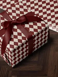 Holiday Wrapping Paper Traditional Gift Wrap Plaid Red and WhiteClassic Christmas Wrapping Papers Argyle Pattern - Decorative Rolls for Presents and Celebrations