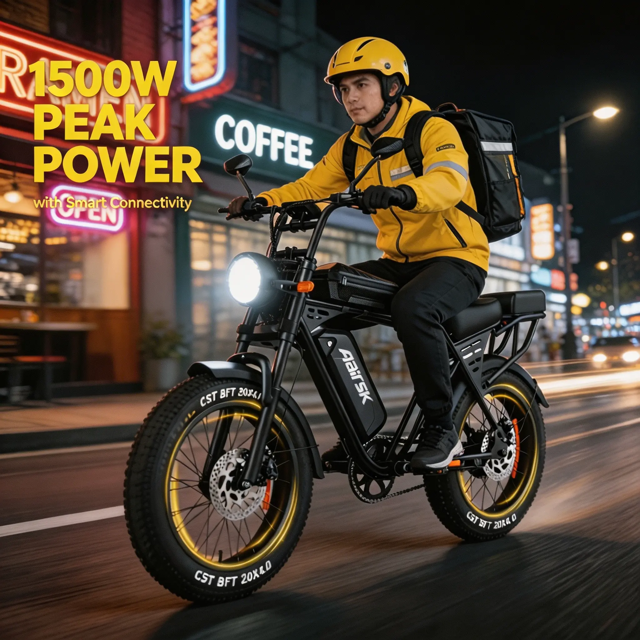 Adult Rugged All Terrain E-Bike 20 Inch CST Fat Tyre 1500W Peak Motor NFC Smart Unlock System 48V 15Ah Removable Lithium Ebike Battery