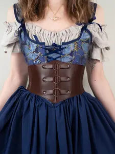 Women's Medieval Vintage Wide Belt, Viking Renaissance Waistband, Halloween Larp Role Play Costume Accessory, Floral Printed Corset, All Seasons Casual Style
