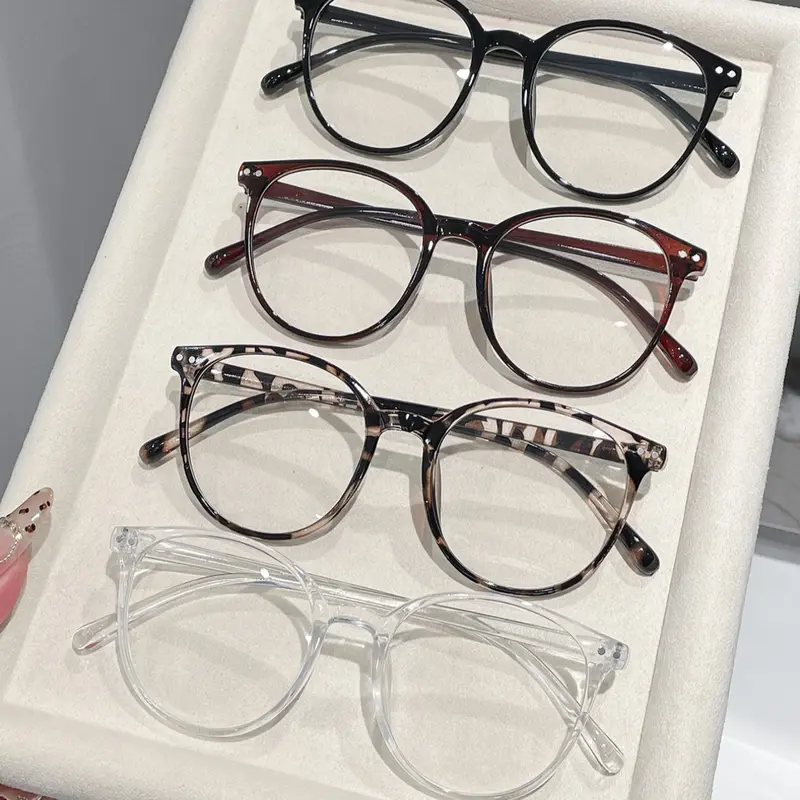 4 Pairs Unisex Round Frame Fashion Stylish Trendy Casual Circle Glasses Set, Anti-Blue Light, Plastic Frame, Casual Style, Perfect for Gifts & Daily Use, Round Frame Eyeglasses