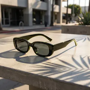 Unisex Retro Chunky Rectangular Sunglasses - Trendy 90s Y2K Vintage Thick Frame Shades, UV400 Square Fashion Eyewear for Streetwear & Beach