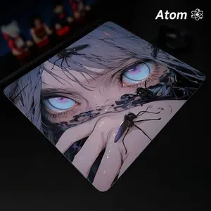 ATOM Mouse Pad  Anime Character Tempered Glass Mouse Pad, Laser Engraved Photovoltaic Glass, Super Slip Surface, Non-slip Honeycomb Base FPS Gaming Mouse Pad