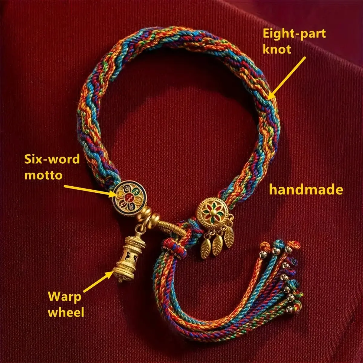 Vintage Tibetan Handwoven Bracelet, Multicolor Fiber Rope Wrist Accessory, Adjustable Stylish Bangle, Comfortable All Season Wear Ornament for Daily Outfit And Casual Matching wristband