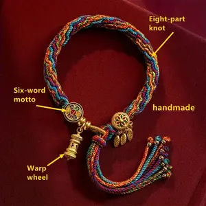 Vintage Tibetan Handwoven Bracelet, Multicolor Fiber Rope Wrist Accessory, Adjustable Stylish Bangle, Comfortable All Season Wear Ornament for Daily Outfit And Casual Matching wristband