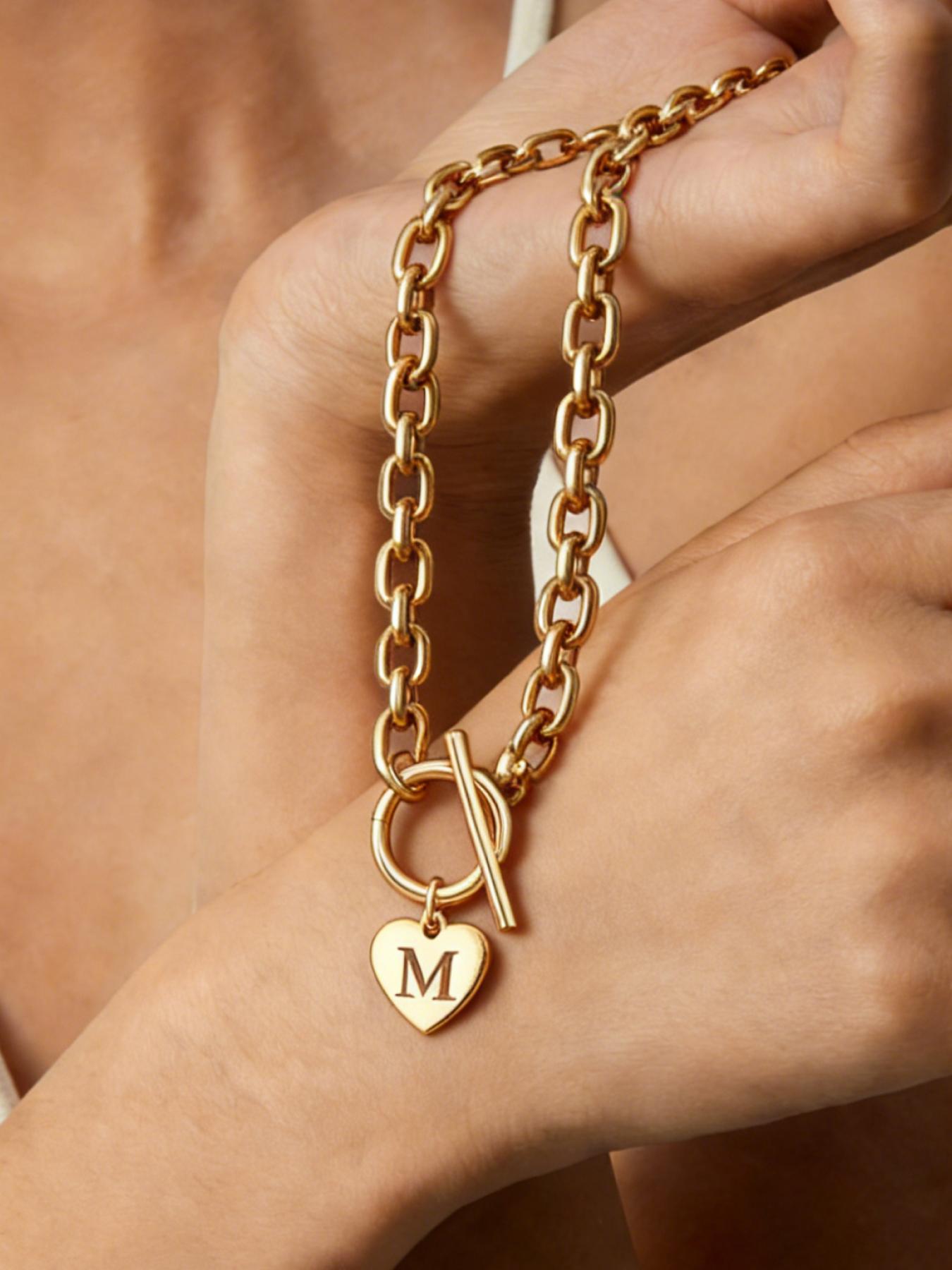 Fashionable and elegant necklace featuring a hollow letter pendant; the OT clasp is die-cast molded, stainless steel chain necklace for women with an OT clasp—suitable for everyday wear, vacations, dates, and more; also serves as a delightful, surprising