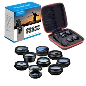 10 In 1 Smartphone Lens Set for Macro Wide Fisheye Telephoto – 3 6 Lenses with Filters Kaleidoscope, Premium, Compatible with All Smartphones