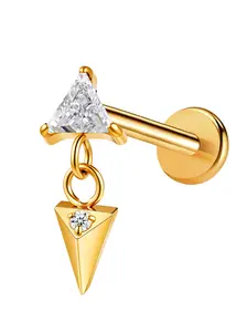 Astm-F136 Titanium Zircon Piercing Jewelry, Tragus Helix Daith Lobe Earrings, Flat Back Internal Thread Stud