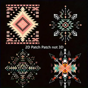 4 Pcs Aztec Pattern Western Print Heat Transfer Vinyl Stickers DIY Applique for T Shirts Bags Pillows Iron on Decals Accessories