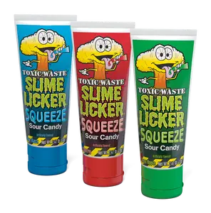 TOXIC WASTE Slime Licker Squeeze - Sour Squeeze Slime Candy Green Apple Blue Razz & Cherry Flavors 2.47 oz Fun Snack