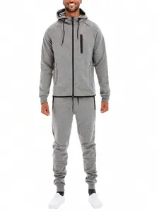 Men Tech Suit Zip Up Track Jacket Hooded Jogger Two PIece Co-Ord Set