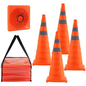 fathersdaygift VEVOR Safety Cones, 4 Pack 28 inch Collapsible Traffic Cones, Construction Cones with Reflective Collars, Wide Base and A Storage Bag, for Traffic Control, Driving Training, Parking Lots