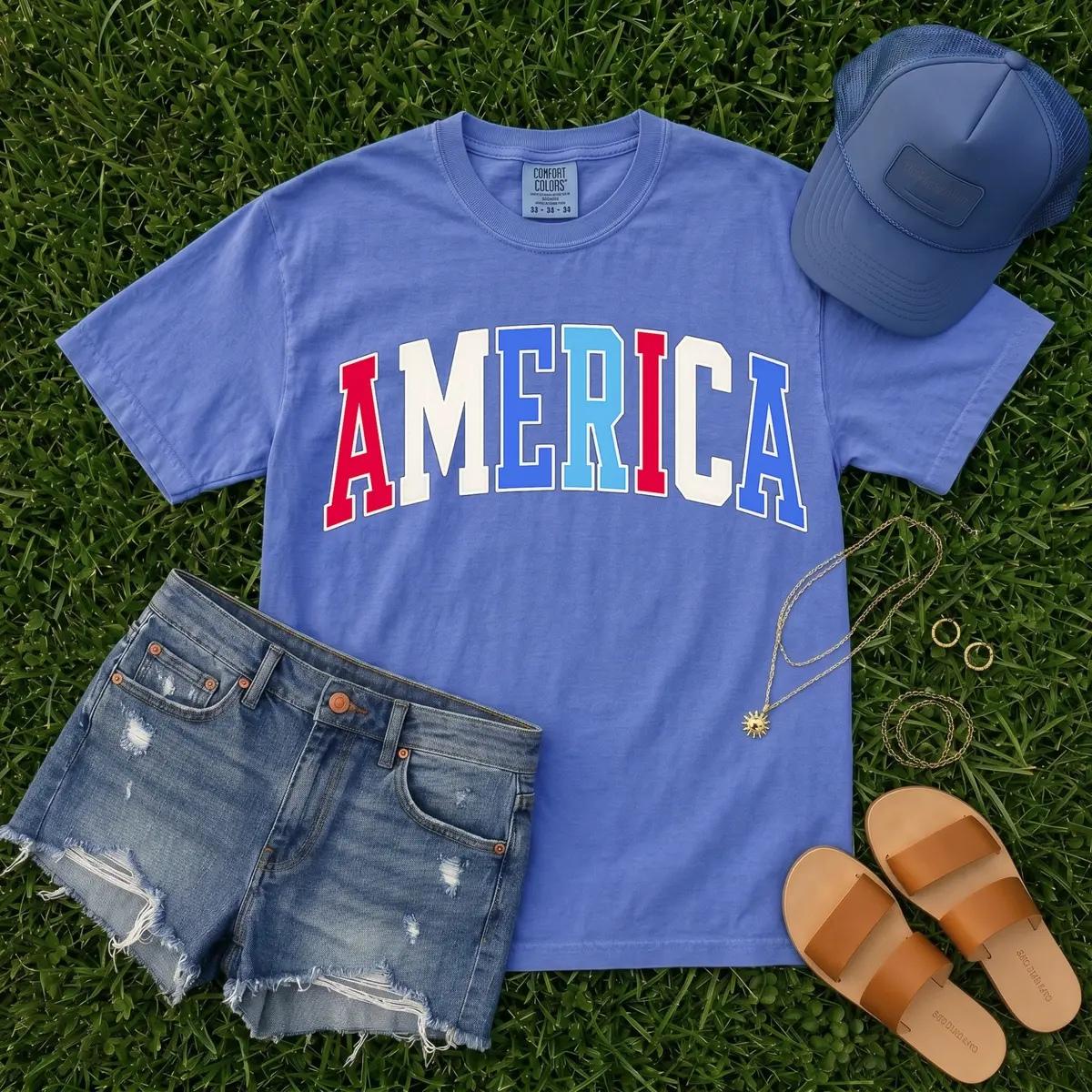 America Shirt Patriotic 4th of July Tee USA Shirt for Women Memorial Day Shirt – TrendWear USA
