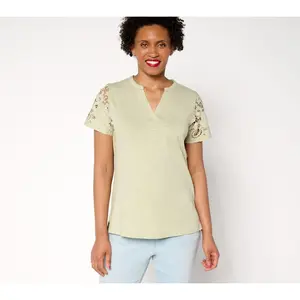 Bellisima by Kim Gravel Amazing Lace Eyelet Shoulder Knit Top