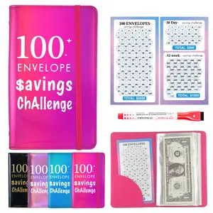 100 days Money Saving Challenge, 3 challenges in 1，with marker，Savings Challenges Budget Book Binder with Cash Envelopes financial organizer M