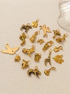 1PC Stylish and minimalist Bohemian style pendant, 3D gold, featuring heart claws, shrimp, unicorn, squirrel, and other animal designs. Made of stainless steel plated with 18K gold. Suitable for DIY fashion accessories such as keychains, bags, and jewelry