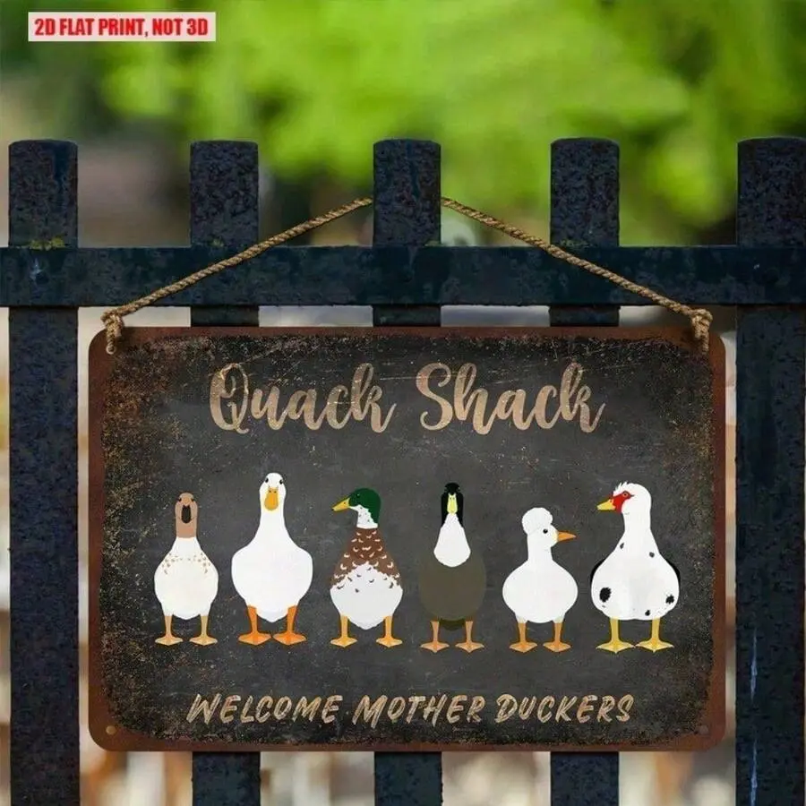 Funny Duck Lover Metal Sign - "Quack Shack" Rustic Wall Decor For Farmhouse, Garden, Yard, Outdoor Waterproof Aluminum Art - Perfect Gift for Duck Enthusiasts