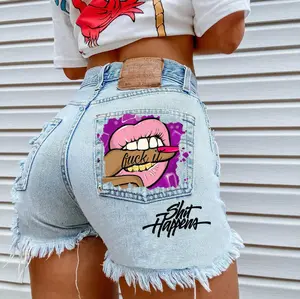 Ripped Denim Shorts Sh*t Happens