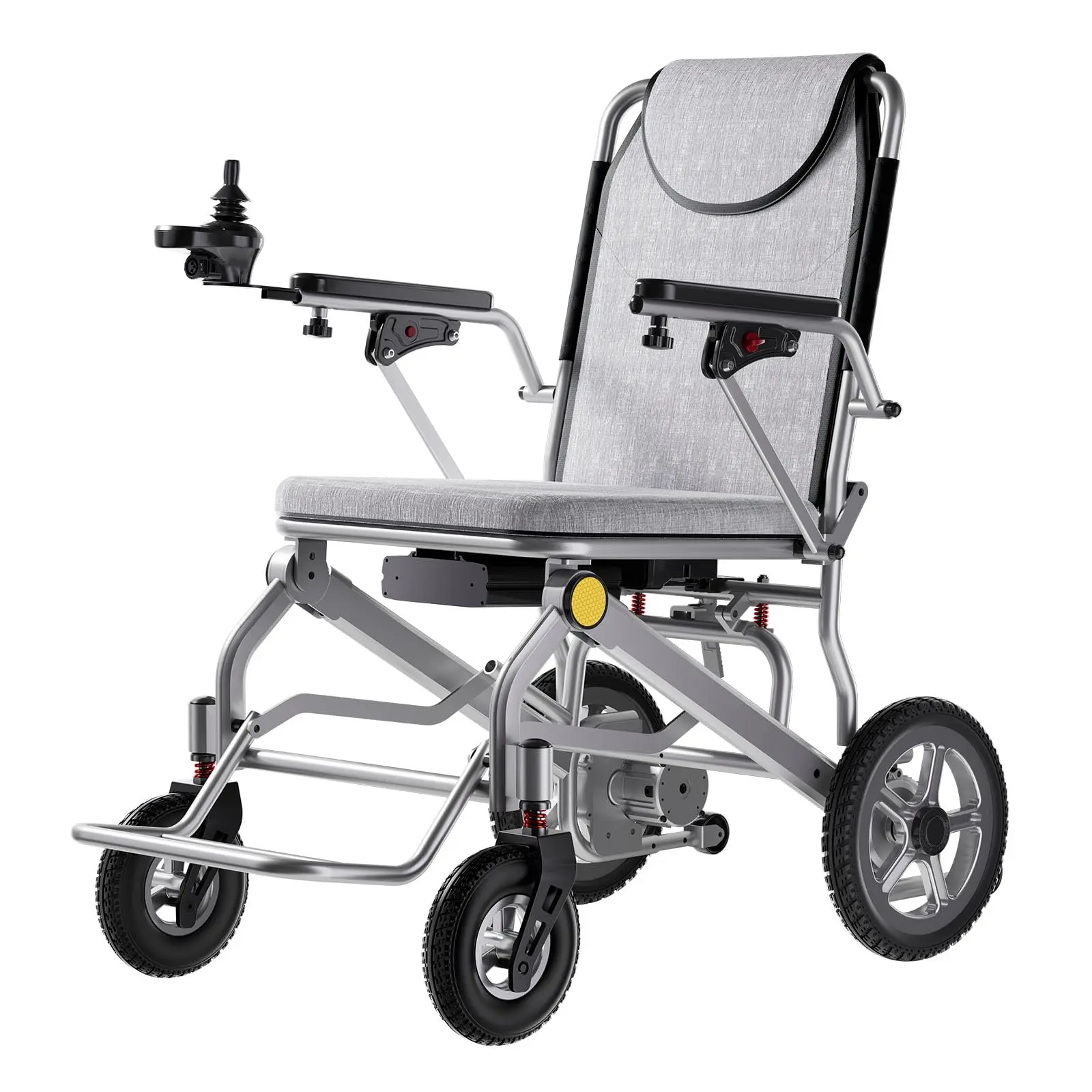 Ultralight 43lbs Yet Powerful 500W Motor! Foldable Electric Wheelchair, 290lbs Capacity & 15+ Miles Range, 1-Second Fold All-Terrain Power Chair with Detachable Battery for Adults & Seniors Travel