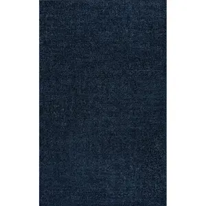 Haze Solid Low-pile Area Rug Navy