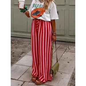Women’s Spring and Autumn Fashion Drawstring Loose Wide-Leg Pants, Comfortable and Stylish Casual Pants GARMENTARY