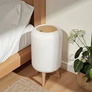 Modern Trash Can with Lid, Space-Saving Cylinder Design, Durable Plastic Material, Ideal for Home Office Kitchen Bathroom