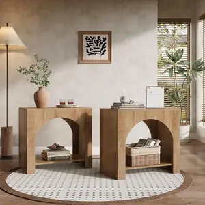 Tribesigns Large Sofa Side Table With Wooden Pedestal for Living Room and Bedroom, Farmhouse Style, Easy Assembly, Storage Option