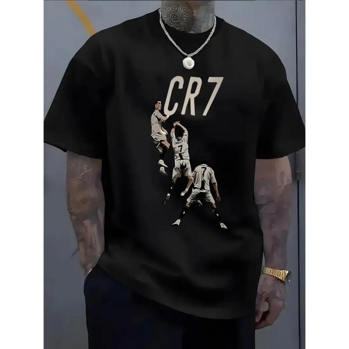 CR7さん専用 Men's & 's Ronaldo-Inspired CR7 Logo Design T-Shirt - White 'R
