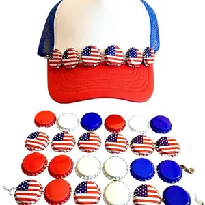 Patriotic Bottle Cap Hat Chains USA 4th of July Memorial Day Men Accessories