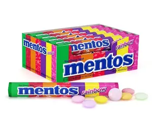 Mentos Chewy Mint Candy Roll, Rainbow, Non Melting, Party, 14 Pieces (Bulk Pack of 15)