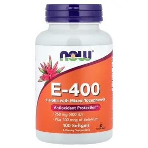 NOW Foods E-400 D-Alpha with Mixed Tocopherols, 100 Softgels