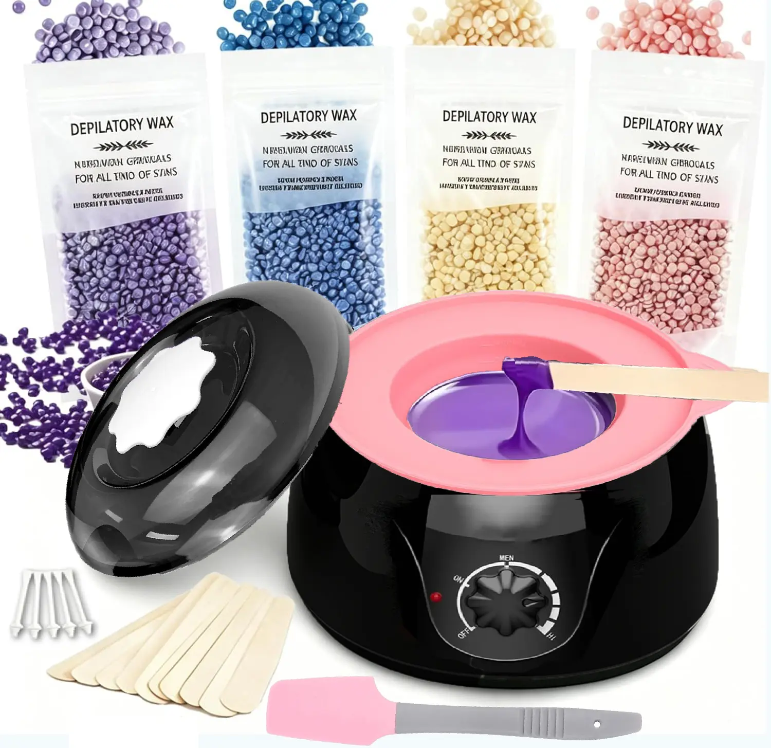 Bikini &Nose Waxing Kit Black Hair Removal Waxing Kit for Women & Men Hot Wax Warmer Pot for Nose,Face, Eyebrow, Body, Brazilian, Bikini, Sensitive Skin Waxing Machine
