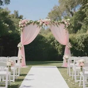 Sheer Wedding Arch Drape 5ft × 10ft Blush – Backdrop Curtain Panel with Rod Pocket