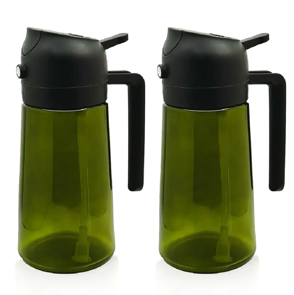 2Pcs Oil Sprayer for Cooking, 2 in 1 Olive Oil Dispenser Bottle for Kitchen, 16oz/470ml Premium Glass Oil Bottle, Food-grade Oil Mister for Air Fryer,