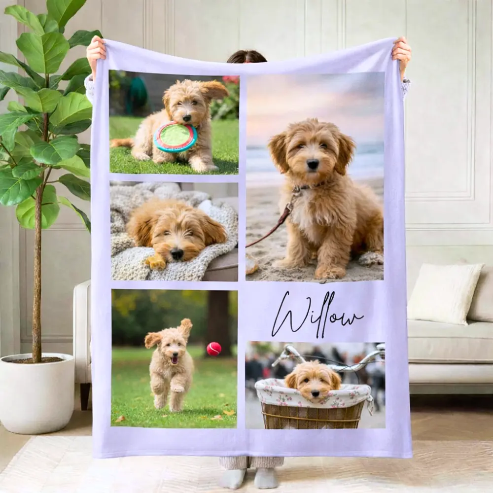 Custom Pet Photo Collage Blanket – Soft & Personalized
