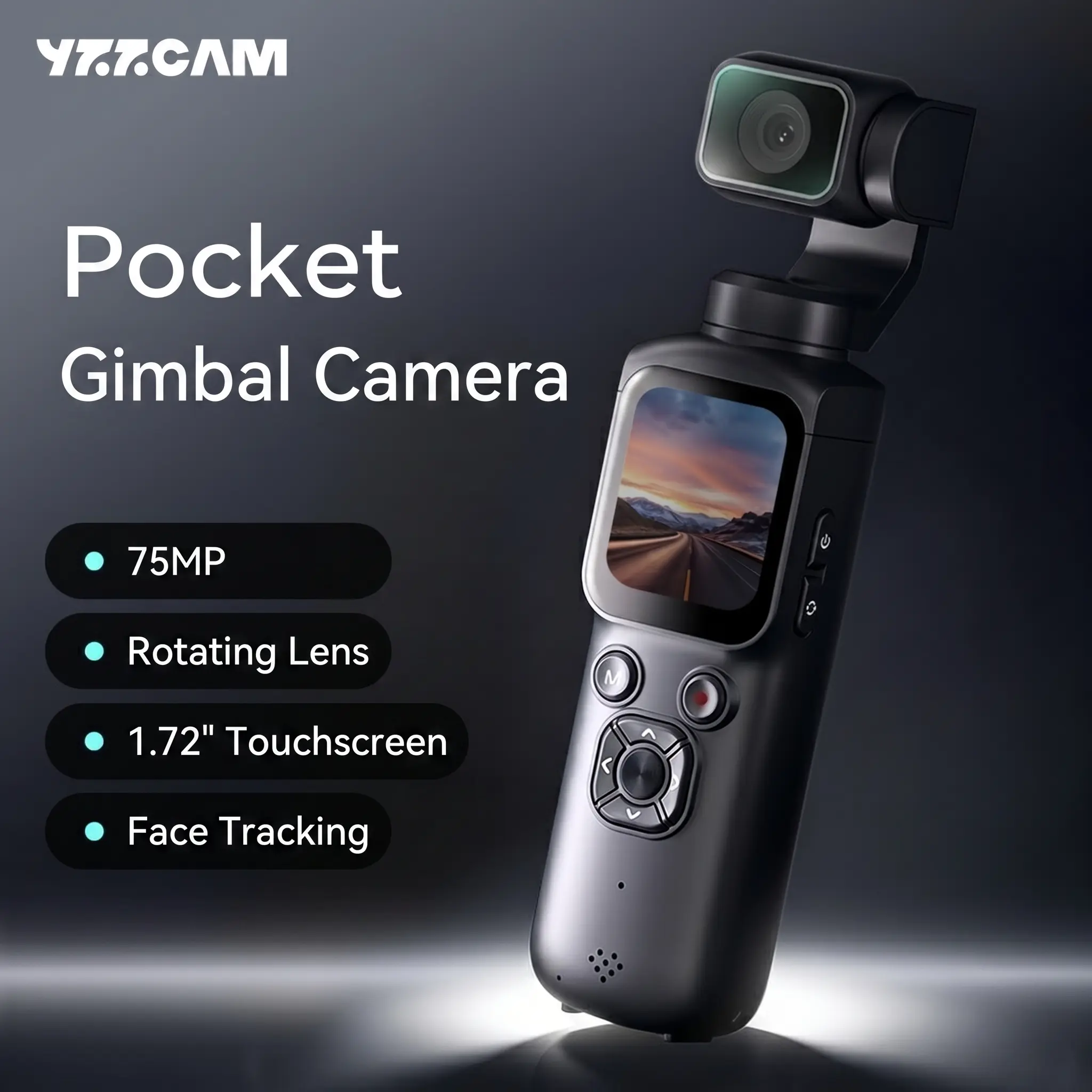 4K Pocket Gimbal Vlog Camera, 75MP HD Touchscreen, Face Tracking and Beauty Mode, Handheld Image Stabilization, Includes 32GB Memory Card and Card Reader—A portable vlog camera designed specifically for content creators and travelers