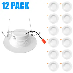 12 Pack 6-inch 15W E26 Base LED Can Lights Dimmable Recessed Retrofit Down Light 5CCT 1100 Lumens Adjustable Color Temperature for Office Kitchen Bathroom