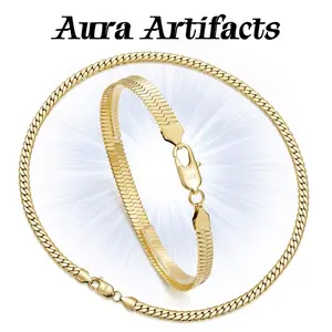 14K Gold Necklace for Men & Women, 6mm-8mm Curb Cuban Chain, Flat Herringbone Snake Chain, Hypoallergenic Fine Jewelry, 16"-24" Length Options