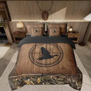 Mallard Duck Comforter Set with Sheets 7 Piece Camo Duck Bedding Set for Kids Boys Girls Cabin Farmhouse Bed in a Bag Wild Animal Room Decor Nature Wildlife Leaves