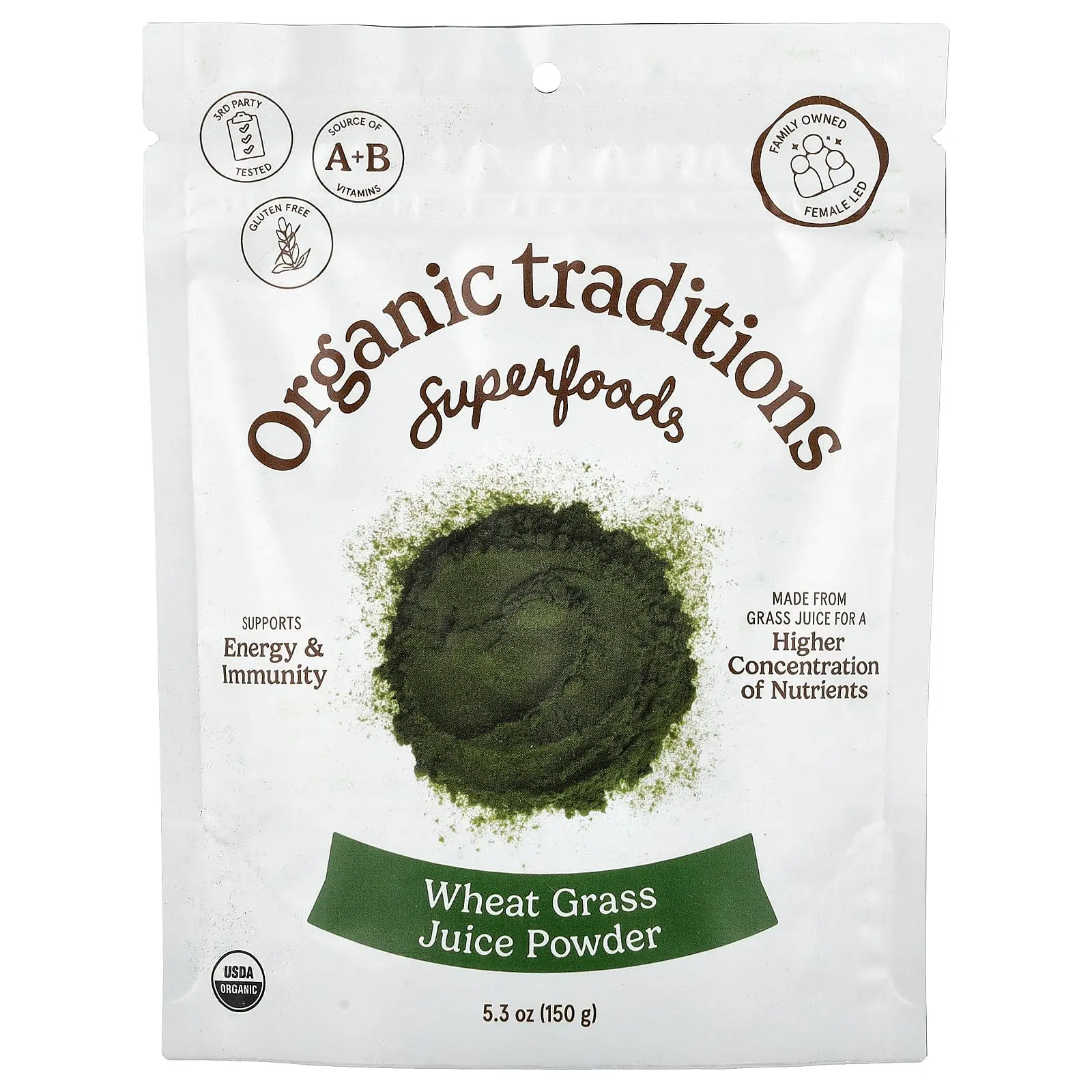 Organic Traditions Superfoods, Wheat Grass Juice Powder,  5.3 oz (150 g)