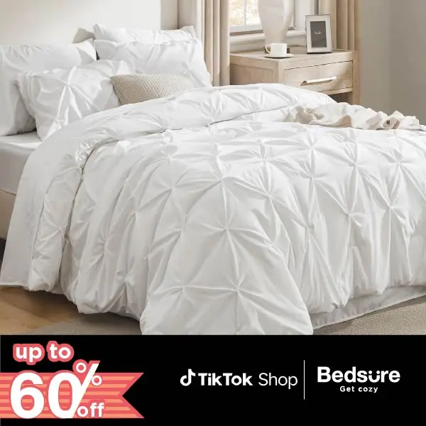 5/7 PCS-Bedsure Soft Pintuck Comforter Set - Multi-Color,Cloud-like,Ultra-Soft,Machine Washable,Luxury Bedroom Decor Accessories,Breathable,All-Seaso