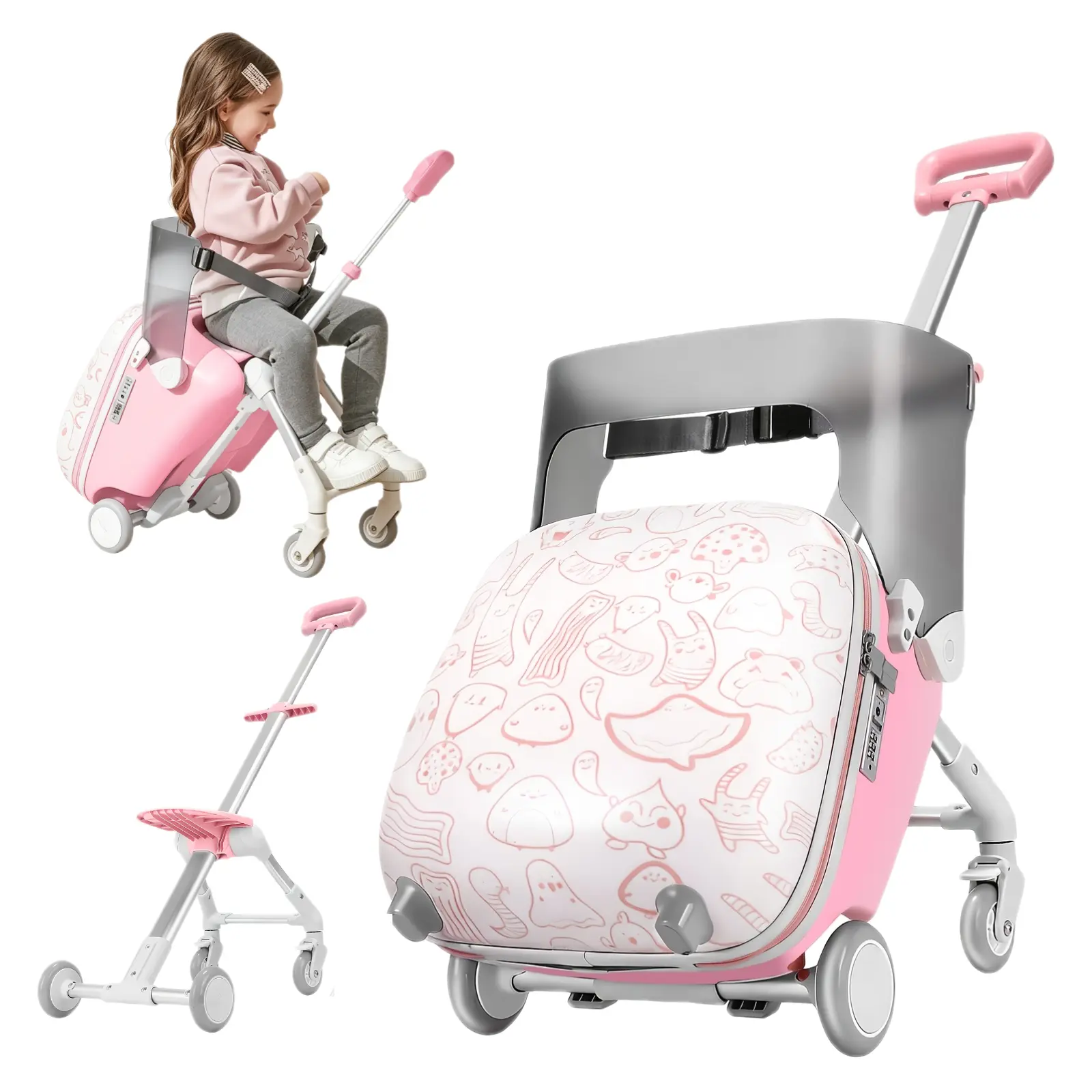 AODI Kids ride-on suitcase Kids luggage stroller ride-on suitcase for kids Suitcase Stroller Luggage Cart Travel for outings with kids Hardshell Durable Traveling Luggage, Luggage Sets