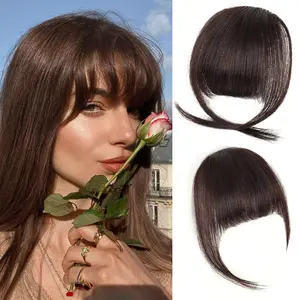 VOSILK Clip in Bangs for Black Brown Women Short Kinky Straight Bangs Hair Extensions Clip on Bangs with Temple Thick Bangs Fringe Hairpieces