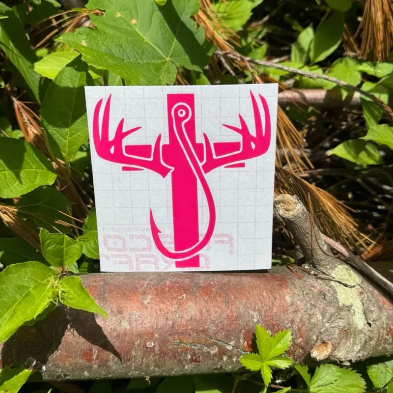 Universal Car Sticker - Handmade Hunting & Fishing Cross Decal, Easy Install Outdoor Safe Truck Accessory, Durable Weather-Resistant Car Exterior Window Decoration, Tumbler-Compatible Design
