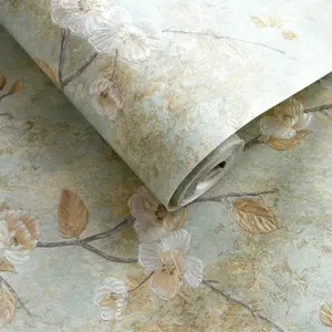 One roll of 20.86*196.85 inch self-adhesive American retro 3D floral wallpaper, suitable for bedroom, living room, TV feature wall, study, furniture decoration and renovation, can be cut, home decoration