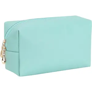 Women's Compact Minimalist Zip-Up Organizer Make-Up Bag - Waterproof Medium-Size PU Leather Travel Pouch, Shell Gold (1pc), Minimalist Make-Up Bags,summerwins