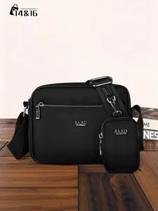 Men's Crossbody Bag Set with Mini Keychain, 2-Piece Adjustable Crossbody Shoulder Fashion Accessory, Ideal for Daily Use and Travel, Business Casual Gift for Students