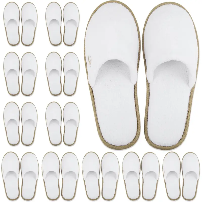 Spa Slippers - Disposable Indoor House Slippers - Closed Toe House Shoes for Men & Women - Value Pack Hotel Indoor Shoes for Guests - Washable & Reusable for Travel & Wedding