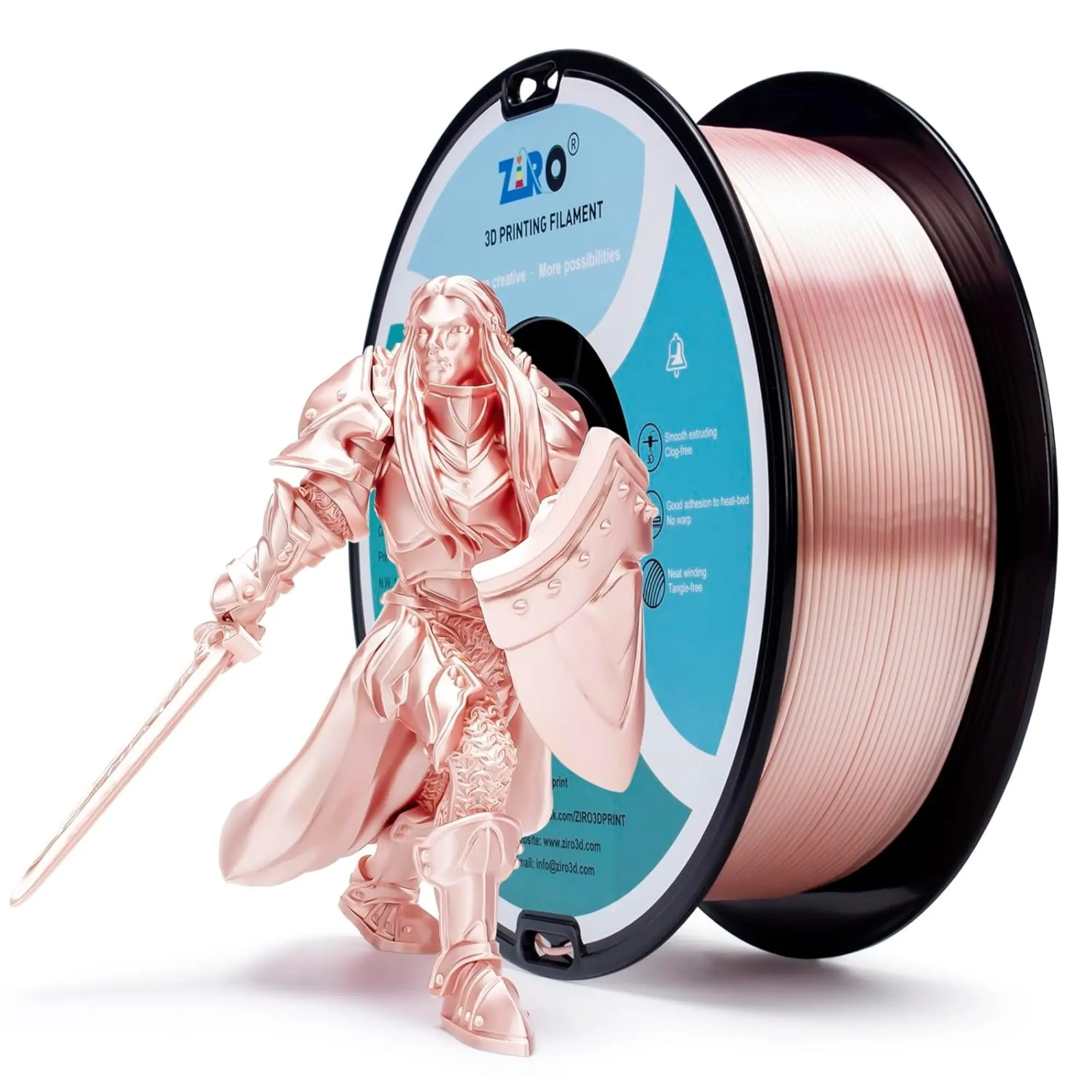 Ziro Silky PLA 3D Printing Filament 1.75mm - Excellent Dimensional Accuracy 0.03mm, Luxurious Silk Finish, Smooth Printability for 3D Prints, Eco-Friendly, Wide Color Range, Bed Temp 50-60°C, Nozzle Temperature: 190-220°C