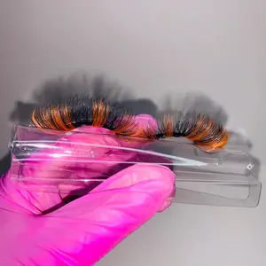 Spook'd Lashes - Bright Orange Fluffy False Eyelashes for Halloween Costume Makeup