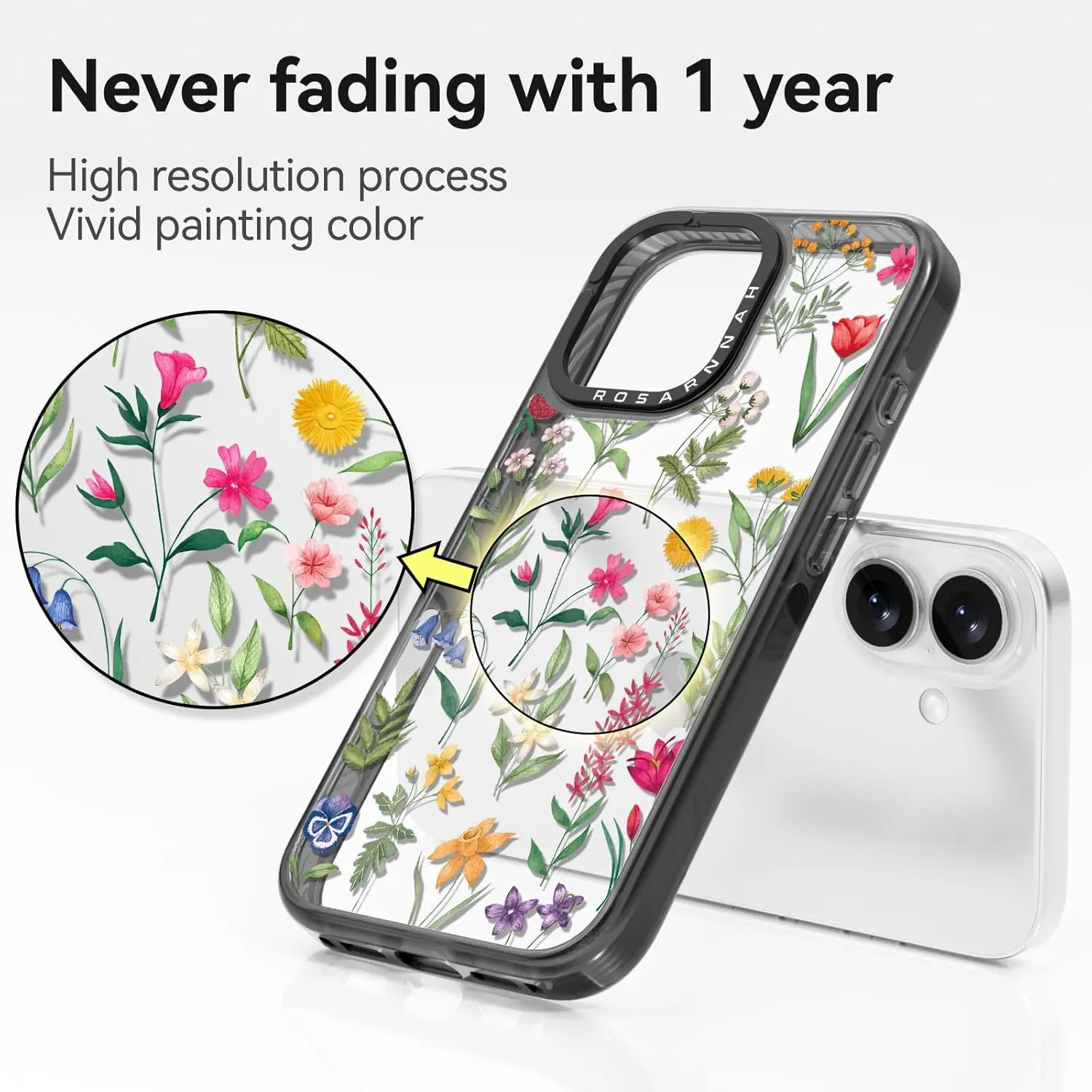 Compatible for iPhone 16 Case Cute - Durable Shockproof 6.6 ft Drop Impact Phone Case - Black Funny Nature Flower Design for iPhone 16 6.1" Compatible for iPhone 16 Case Cute - Durable Shockproof 6.6 ft Drop Impact Phone Case - Black Funny Nature Flower Design for iPhone 16 6.1"